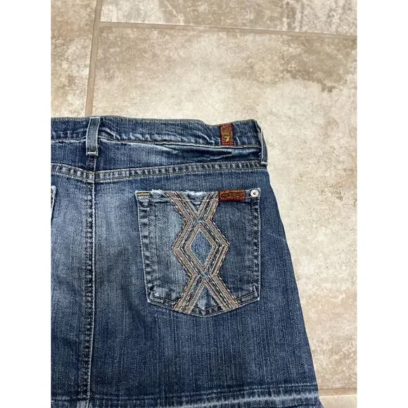 7 For All Mankind Raw Hem Jean Skirt - Size 28 - Picture 11 of 13